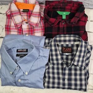 Long Sleeve‎ Button Front Shirts Mens Lot Of 4 Size M Plaid Flannel Work Casual